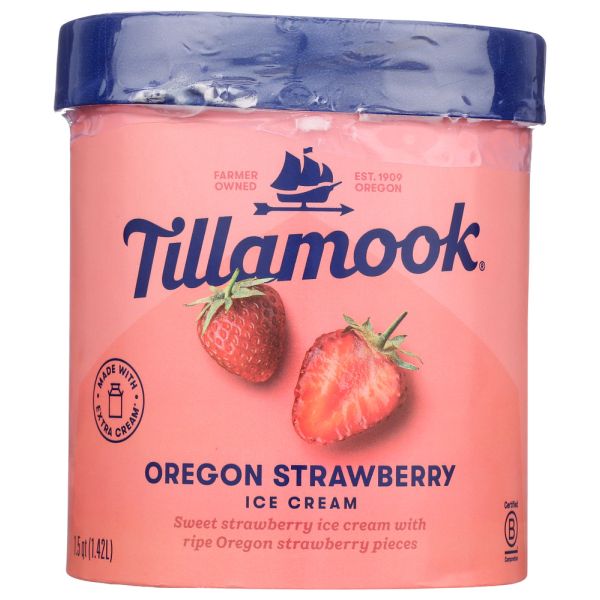 TILLAMOOK: Ice Cream Strawberry, 48 oz