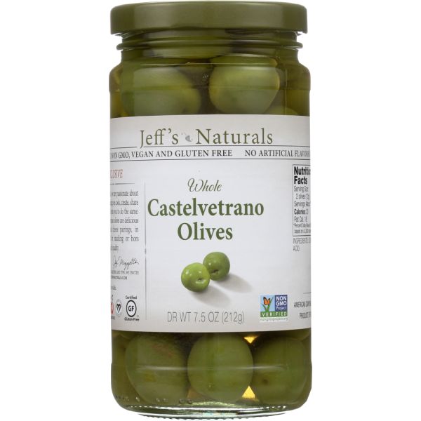 JEFF'S NATURALS: Whole Castelvetrano Olives, 7.5 oz