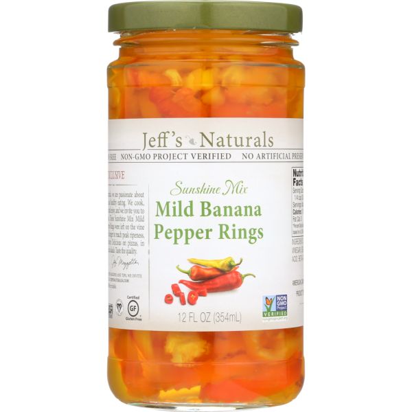 JEFFS NATURALS: Sunshine Mix Mild Banana Pepper Rings, 12 fl oz