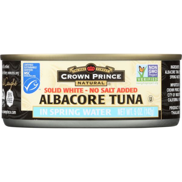 CROWN PRINCE: Solid White Albacore Tuna No Salt Added, 5 oz
