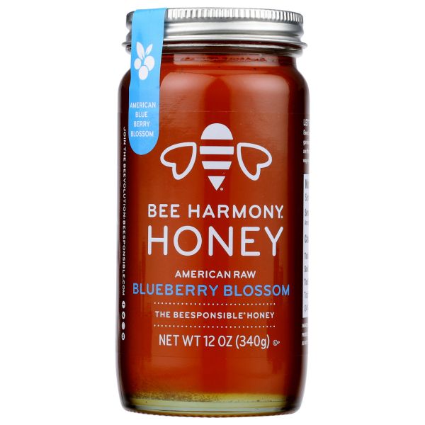 BEE HARMONY: American Raw Blueberry Honey, 12 oz