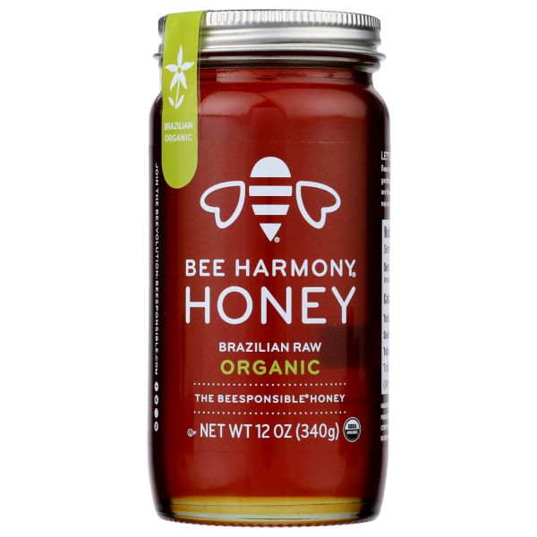 BEE HARMONY: Brazilian Raw Organic Honey, 12 oz