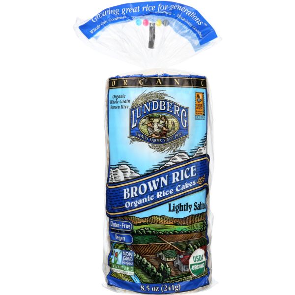 LUNDBERG: Organic Brown Rice Cakes Lightly Salted, 8.5 oz
