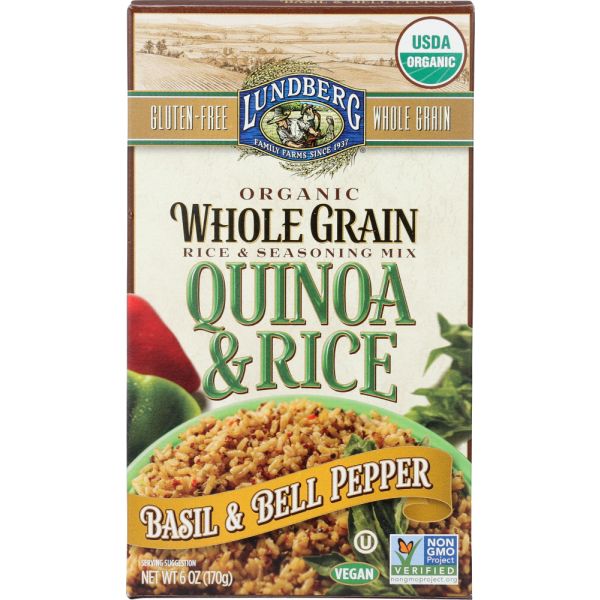 LUNDBERG: Quinoa Brown Rice Basil and Red Pepper, 6 oz