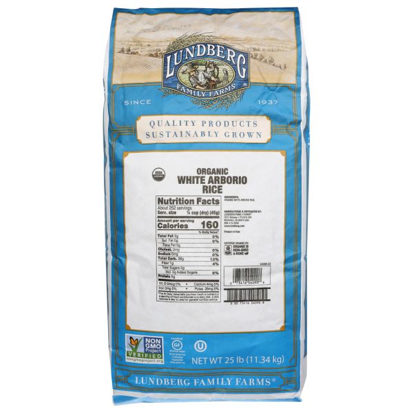 LUNDBERG: Rice White Arborio Organic, 25 lb