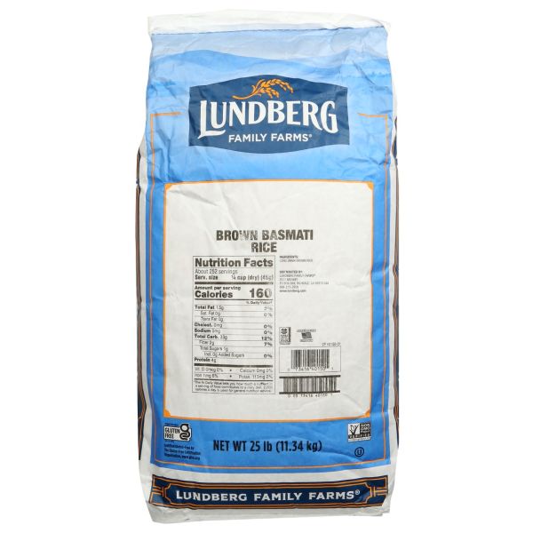 LUNDBERG: Organic Brown Basmati Rice, 25 lb