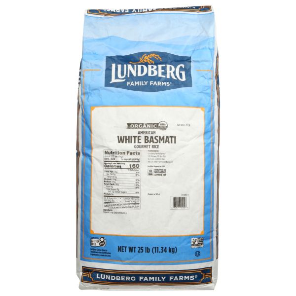 LUNDBERG: Organic White Basmati Rice, 25 lb