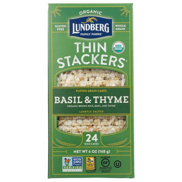 LUNDBERG: Basil And Thyme Thin Stackers, 6 oz
