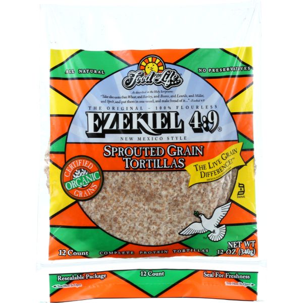 Food for Life Ezekiel 4:9 Small Sprouted Grain Tortillas New Mexico Style, 12 Oz