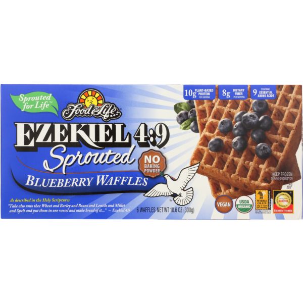 FOOD FOR LIFE: Ezekiel 4:9 Sprouted Blueberry Waffles, 10.60 oz