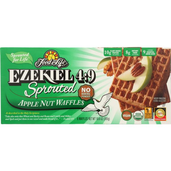 FOOD FOR LIFE: Ezekiel 4:9 Sprouted Apple Nut Waffles, 10.60 oz