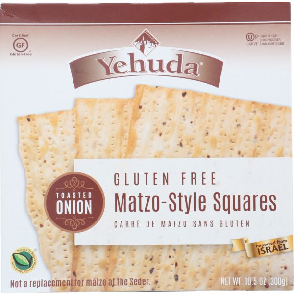 YEHUDA: Gluten Free Matzo Style Crackers with Toasted Onion, 10.5 oz
