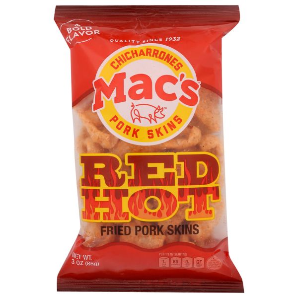 MACS: Red Hot Fried Pork Skins, 3 oz