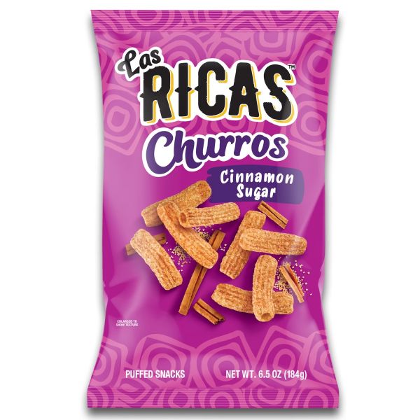 LAS RICAS: Cinnamon Sugar Churros Puffed Snacks, 6.5 oz