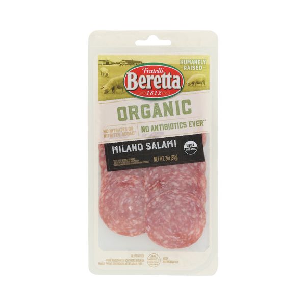 BERETTA: Organic Milano Salami Presliced, 3 oz