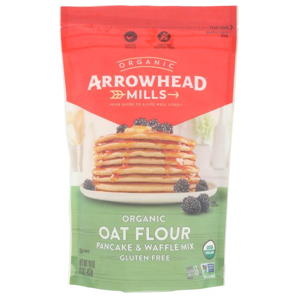ARROWHEAD MILLS: Organic Oat Flour Pancake Waffle Mix, 16 oz