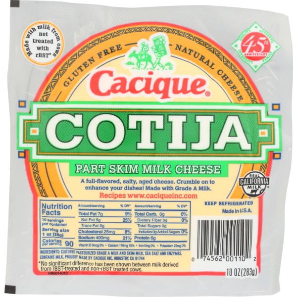 CACIQUE: Cotija Part Skim Milk Cheese, 10 oz