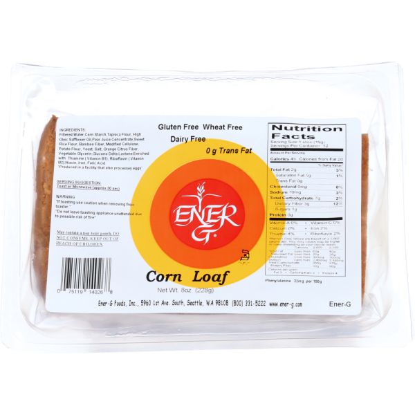 ENER G FOODS: Bread Loaf Light Corn, 8 oz