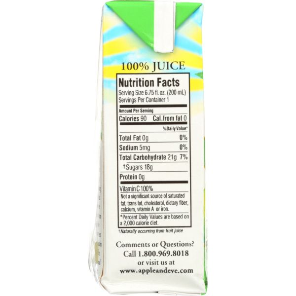 APPLE & EVE: 100% Apple Juice 3 Pack Organic, 200 ml