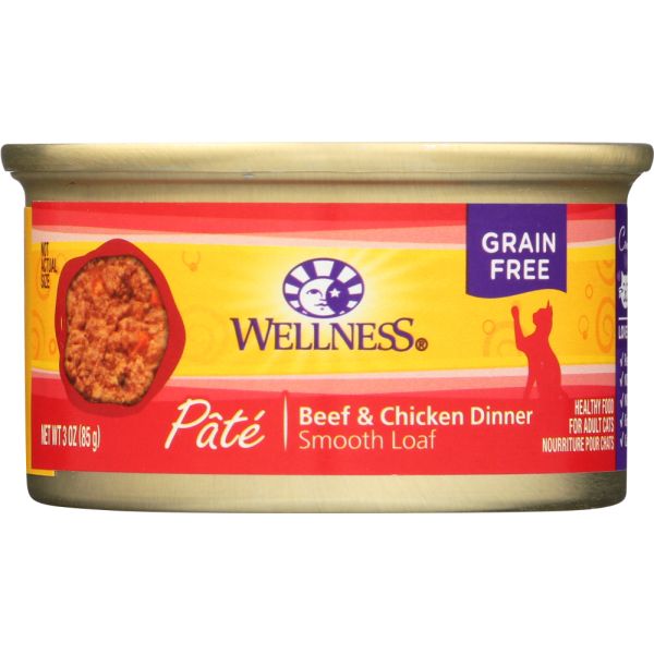 WELLNESS: Beef & Chicken Formula Cat Food, 3 oz