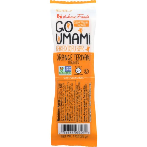 HOUSE FOODS: Go Umami Baked Tofu Bar Orange Teriyaki, 1 oz