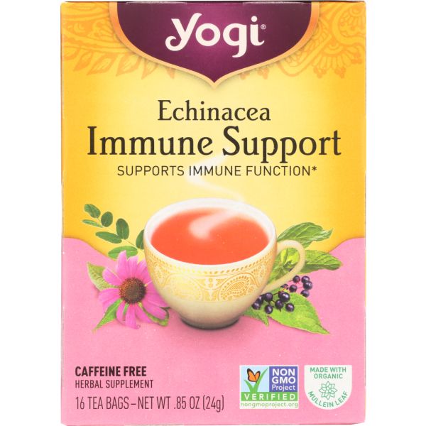 YOGI TEAS: Tea Echinacea Immune Support Caffeine Free, 16 bg