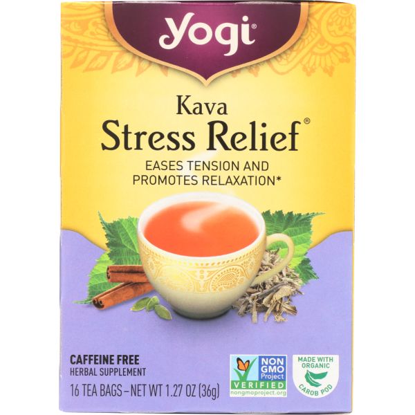 YOGI TEAS: Kava Stress Relief Natural Organic Caffeine Free, 16 Tea Bags