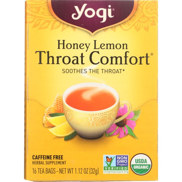 YOGI TEAS: Herbal Tea Honey Lemon Throat Comfort, 16 Tea Bags