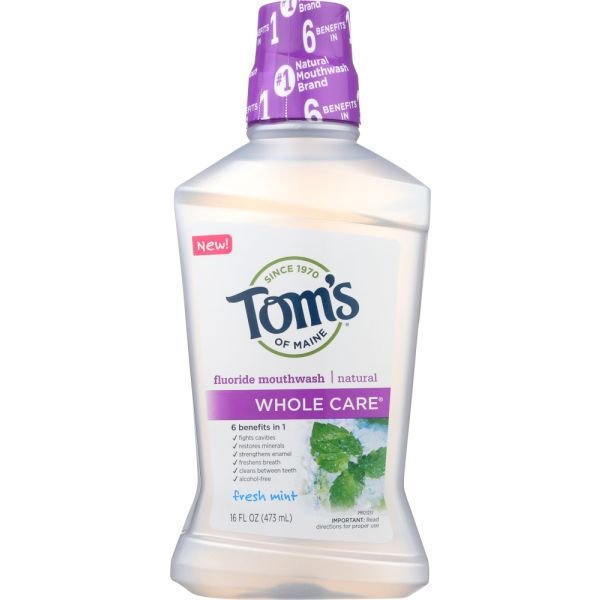 TOMS OF MAINE: Whole Care Mouthwash Mild Mint, 16 fo