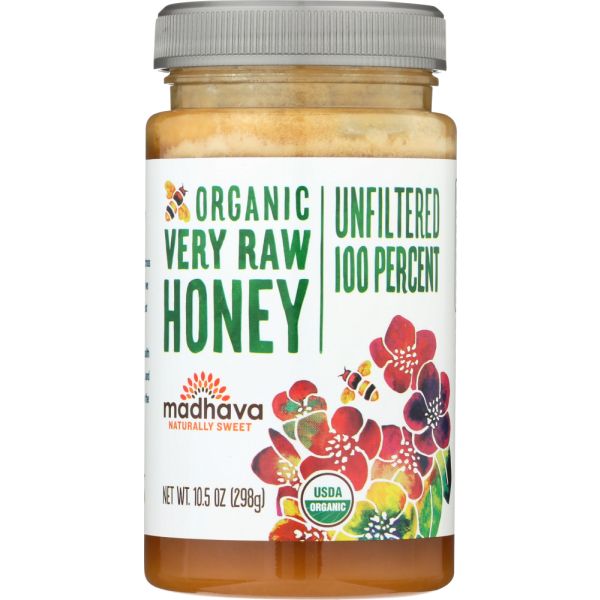 MADHAVA HONEY: Organic Very Raw Honey, 10.5 oz
