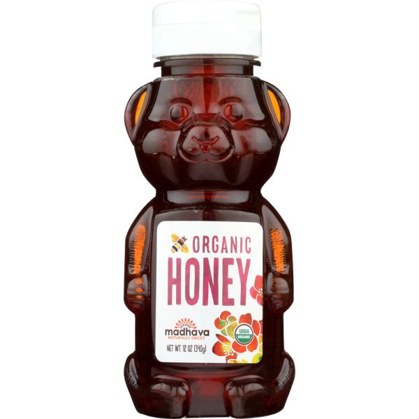 MADHAVA HONEY: Organic Honey Bear, 12 oz