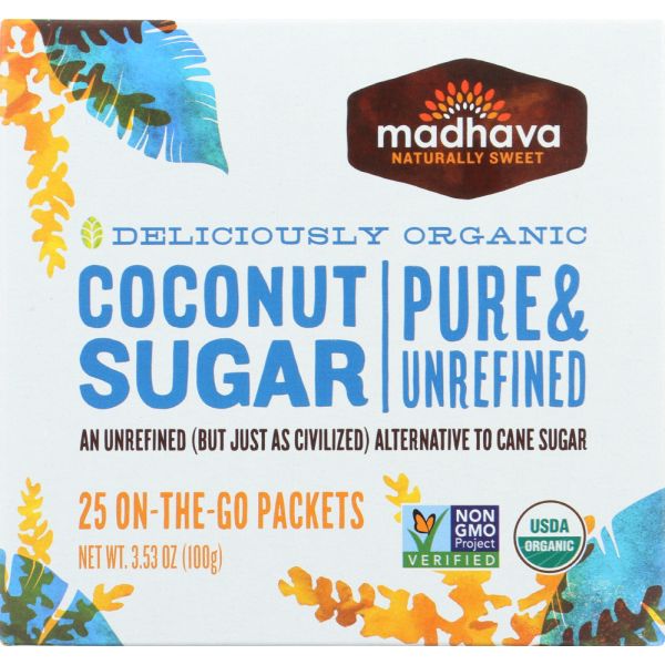 MADHAVA HONEY: Organic Coconut Sugar 25 Packets, 3.53 oz
