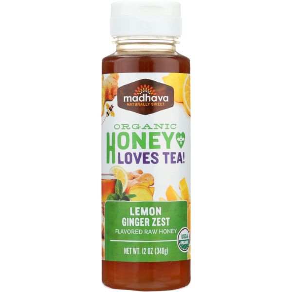 MADHAVA HONEY: Honey Lemon Ginger Zest, 12 oz
