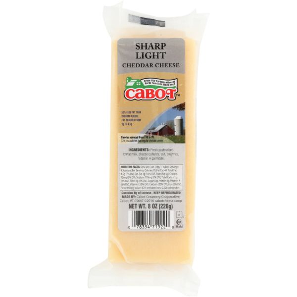 CABOT: Sharp Light Cheddar Cheese, 8 oz