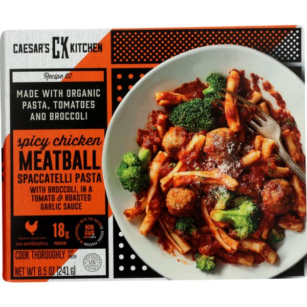 CAESARS KITCHEN: Spicy Chicken Meatball Spaccatelli Pasta, 8.50 oz