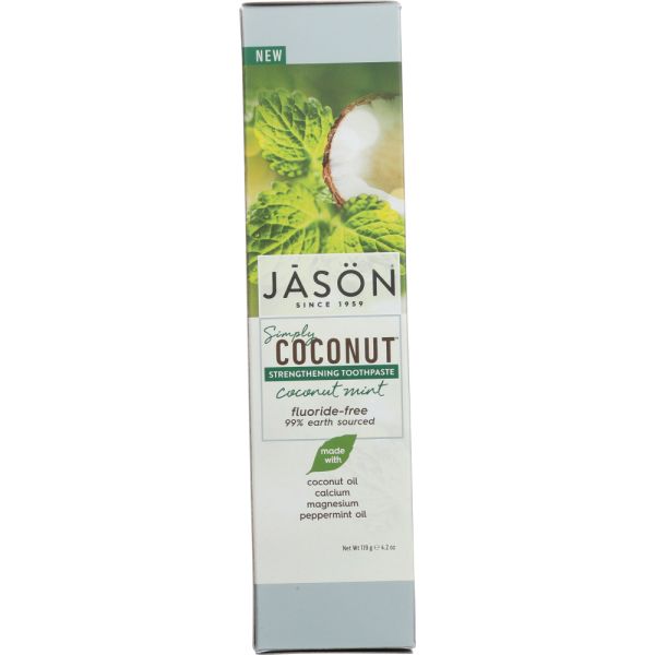 JASON: Toothpaste Simply Coconut Strengthening Mint Fluoride Free, 4.2 oz