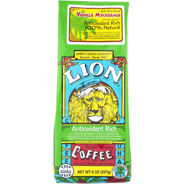 LION COFFEE: Coffee Antioxidant Vanilla Macadamia, 8 oz
