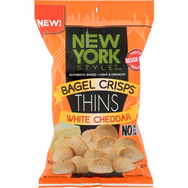 NEW YORK STYLE: Bagel Crisps Thins White Cheddar, 6 oz