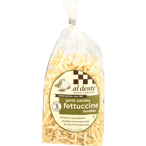 AL DENTE: Garlic Parsley Fettuccine Noodles, 12 oz