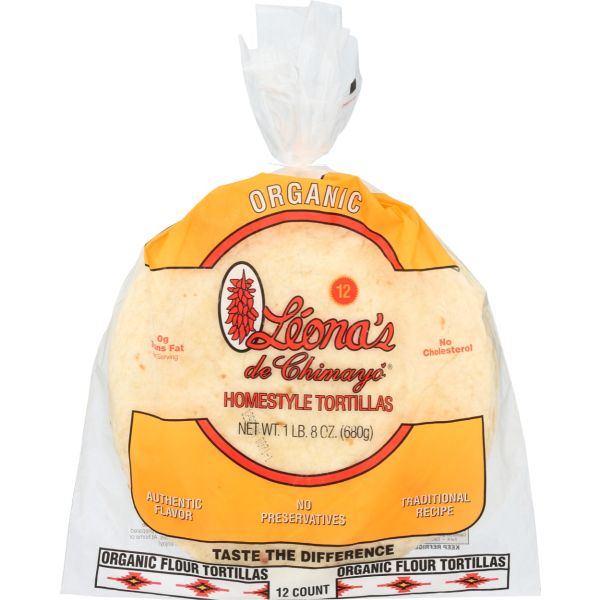 LEONAS DE CHIMAYO: Organic Homestyle Flour Tortillas, 24 oz