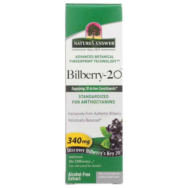 NATURES ANSWER: Bilberry 20 Alcohol Free, 1 fo