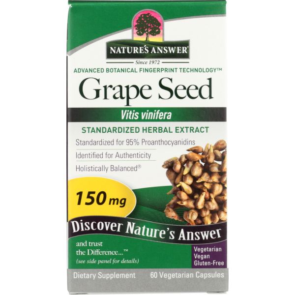 NATURES ANSWER: Grape Seed Standardized Herbal Extract, 60 vc