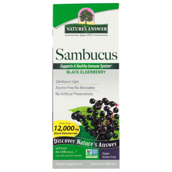 NATURE'S ANSWER: Sambucus Nigra Black Elder Berry Extract 5000 mg, 8 oz