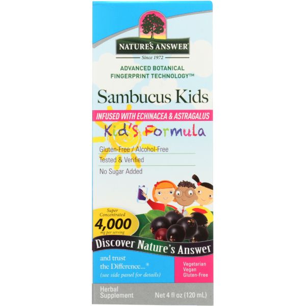 NATURE'S ANSWER: Sambucus Black Elder Berry Kids Formula 1945 mg, 4 oz