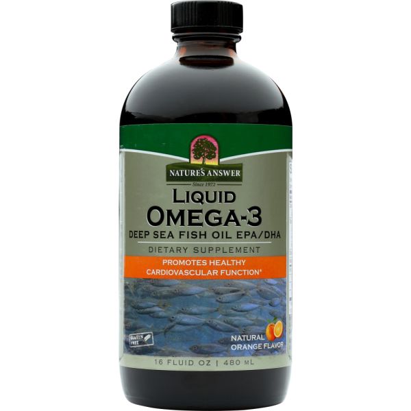 NATURES ANSWER: Fish Oil Liquid Omega 3 EPA/DHA, 16 Oz