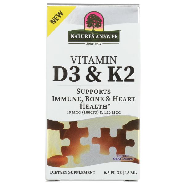 NATURES ANSWER: Vitamin D3 & K2 Drop, 0.5 oz