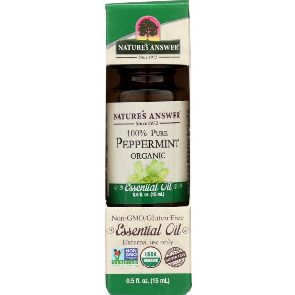 NATURES ANSWER: Essential Oil Organic Peppermint, 0.5 oz