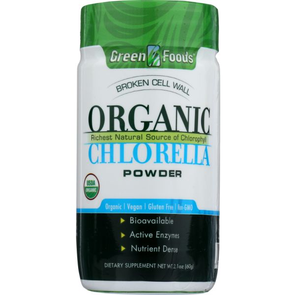 GREEN FOODS: Organic Chlorella Powder, 2.1 oz