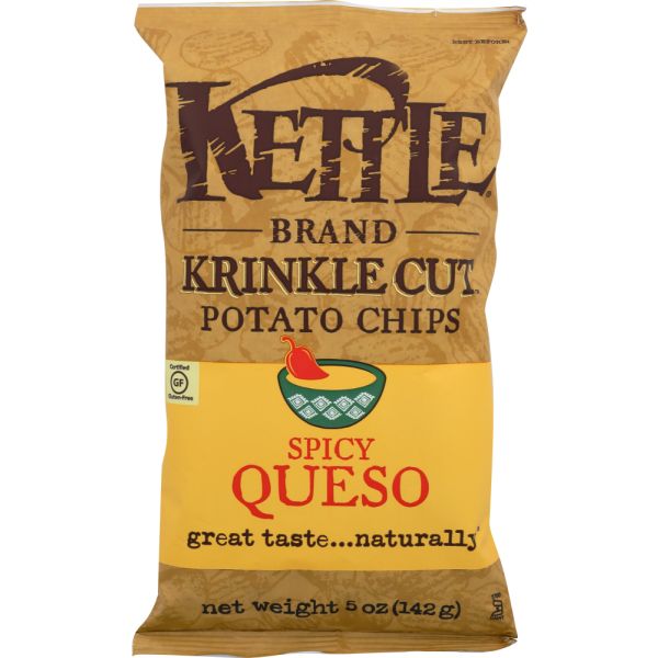 KETTLE BRAND: Krinkle Cut Potato Chips Spicy Queso, 5 oz