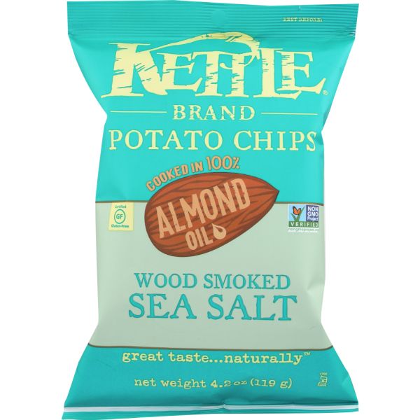 KETTLE BRAND: Almond Oil Potato Chips Wood Smoked Sea Salt, 4.2 oz